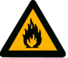 Pictogram Ontvlambare stoffen - bordje 15x15x15cm