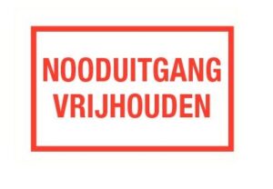 Pictogram Nooduitgang vrijhouden - Sticker 40x25cm