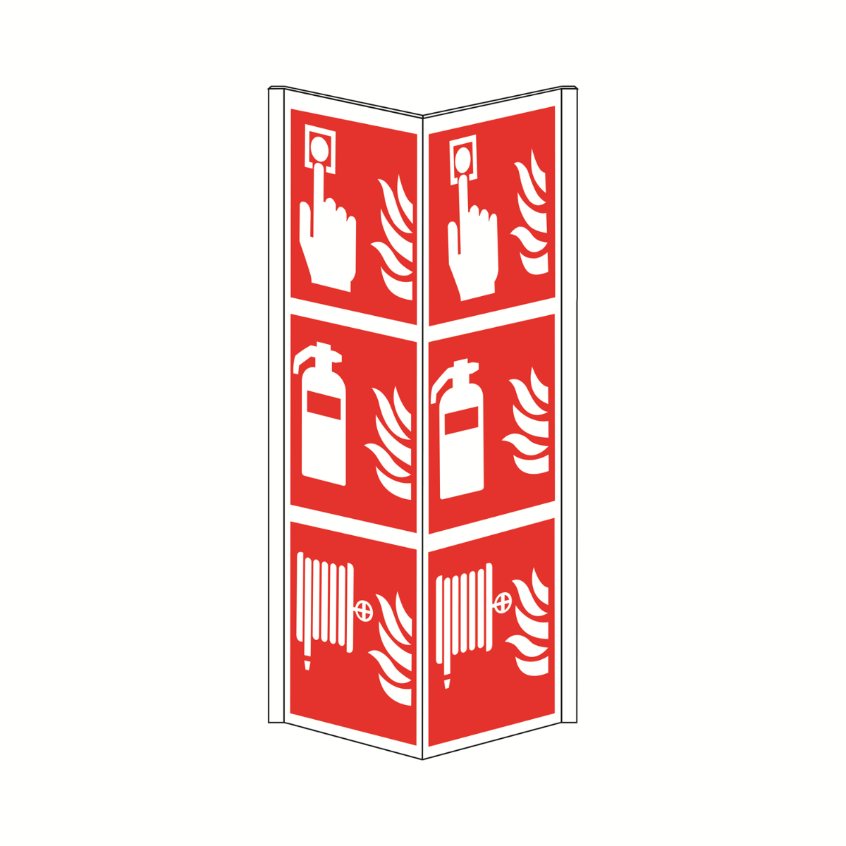 Combinatie Pictogram Brandmelder-Blusser-Haspel Panoramisch 30 x 45 cm